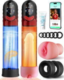 4-in-1 Penis Pump Sex Toy for Men Masturbator, App-Controlled Manual & Automatic Electric Vacuum Pump with 4 Training Modes & 8 Suction Levels, Penis Pump with 6 Penis Rings