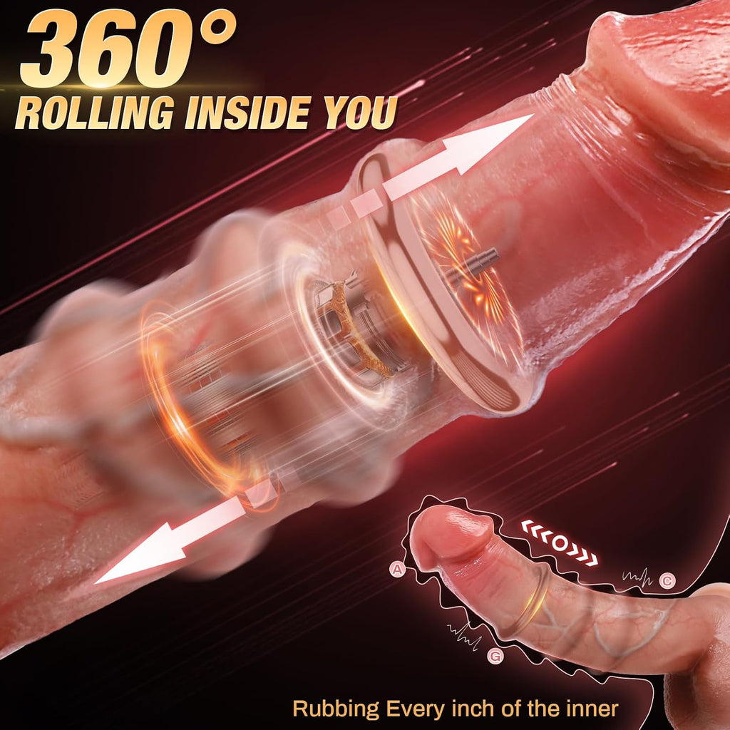 9-Mode Vibrating Dildo with Sliding Ring and Thrusting Function | Heated Dildo