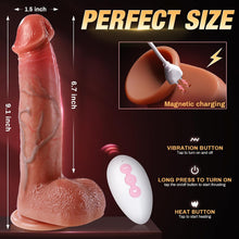 Load image into Gallery viewer, 9-Mode Vibrating Dildo with Sliding Ring and Thrusting Function | Heated Dildo