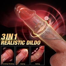 Load image into Gallery viewer, 9-Mode Vibrating Dildo with Sliding Ring and Thrusting Function | Heated Dildo
